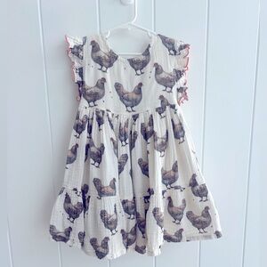 Pink Chicken Girls Dress with Chickens